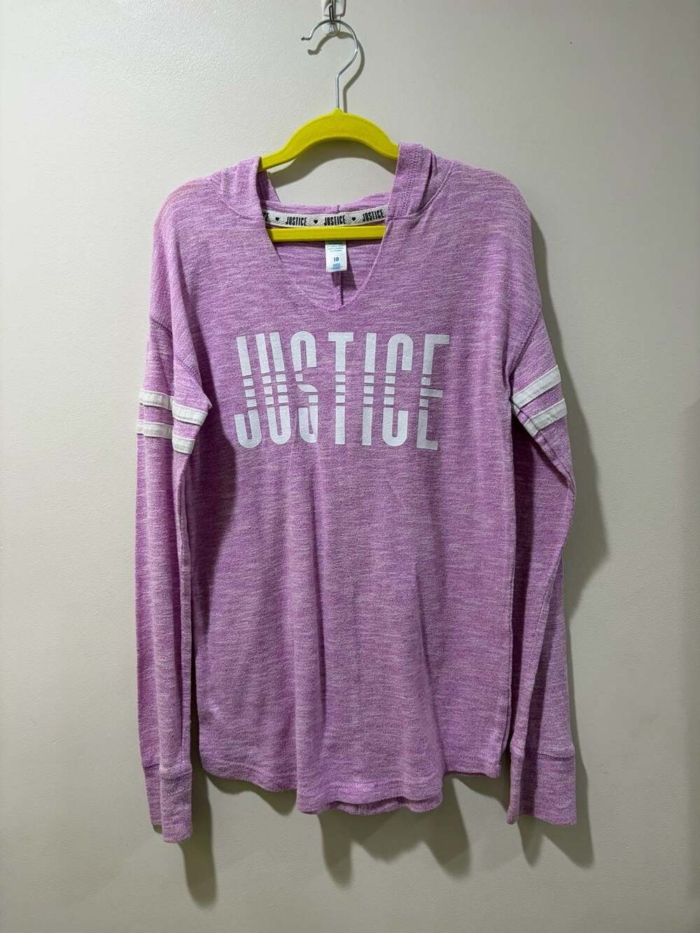 Justice Girls Purple Long Sleeve Hooded Lightweight Sweatshirt Size 10
